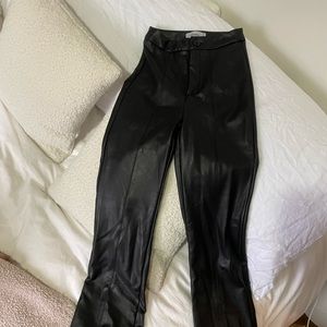 Pull and bear black faux leather pants